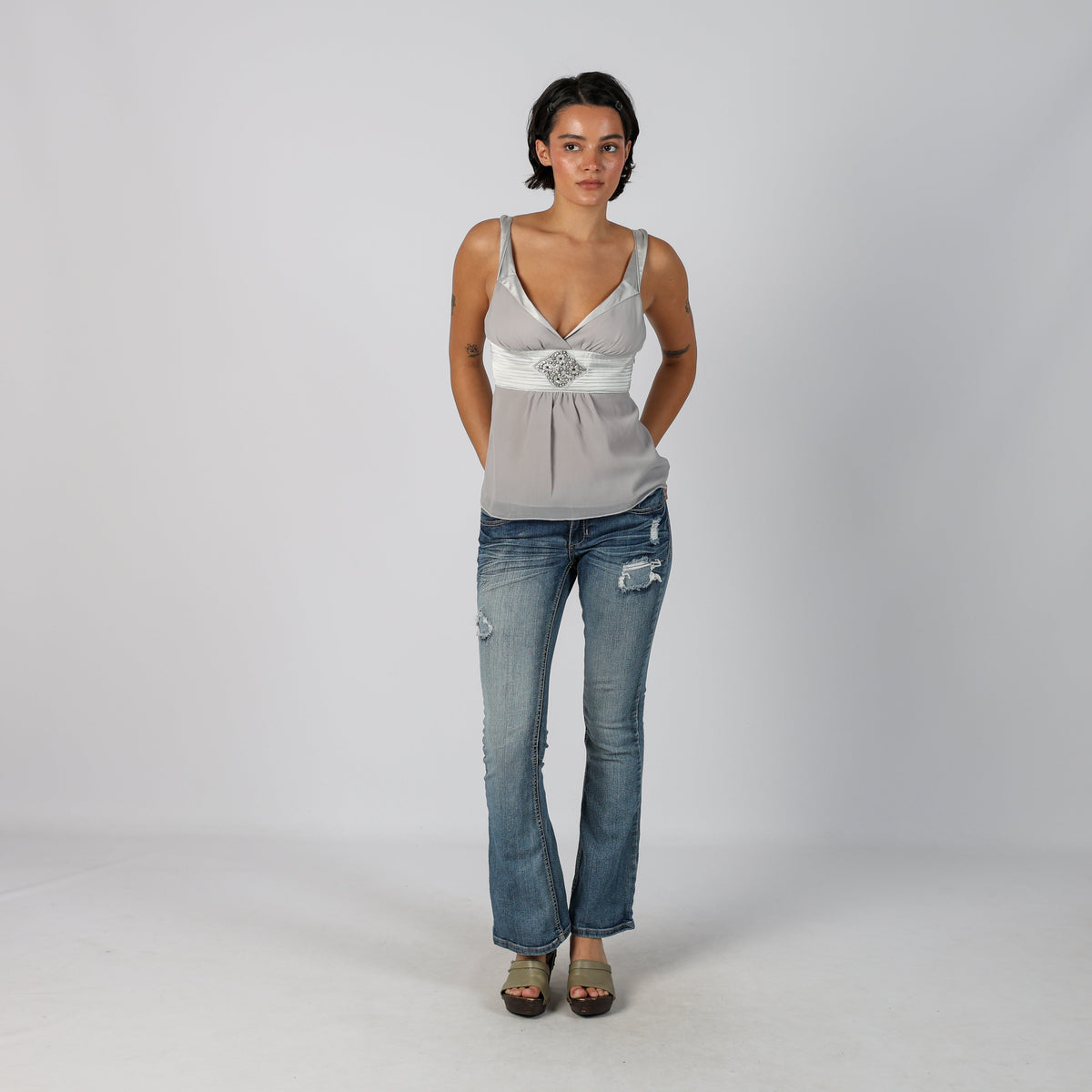 Blue Y2K Vanity Bootcut Jeans (S)
