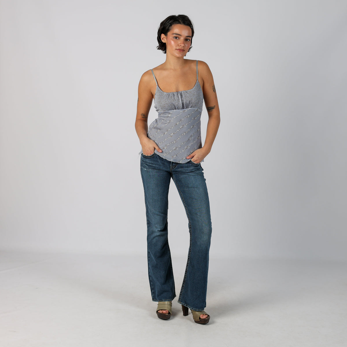 Blue Y2K Silver Bootcut Jeans (M)