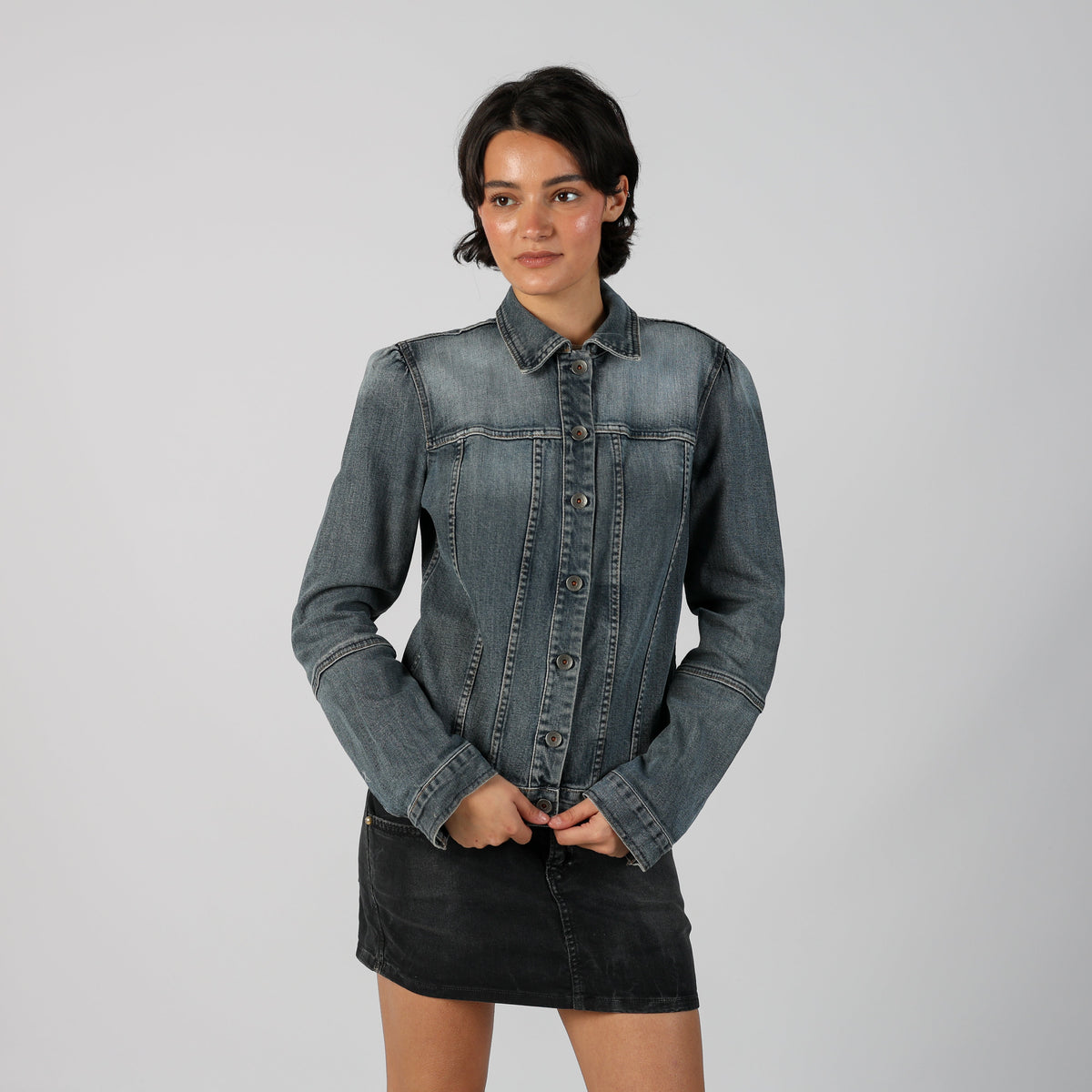 Grey Y2K United Colors of Benetton Denim Jacket (M)