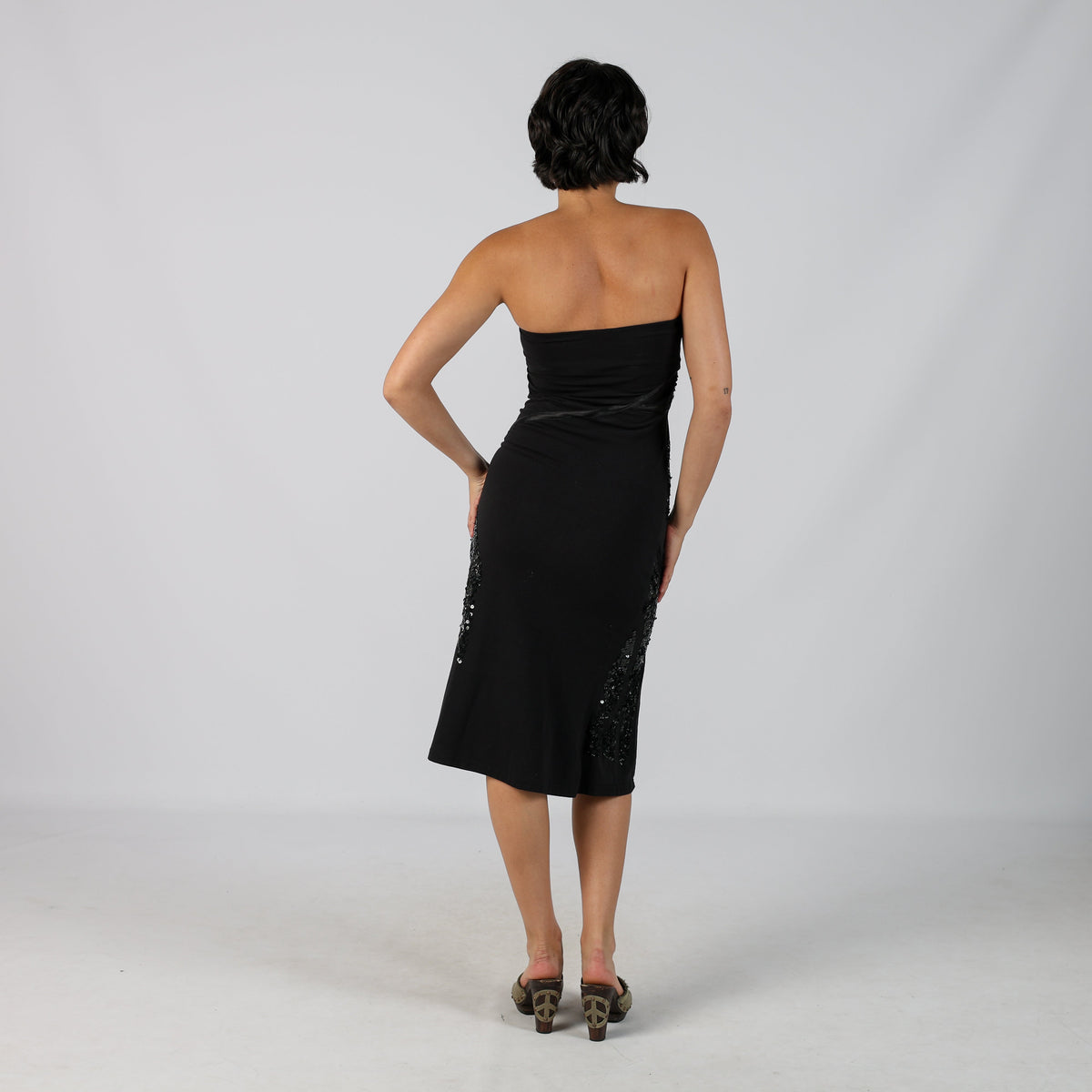 Black Y2K Evening Extyn Woven Midi Dress (XS)