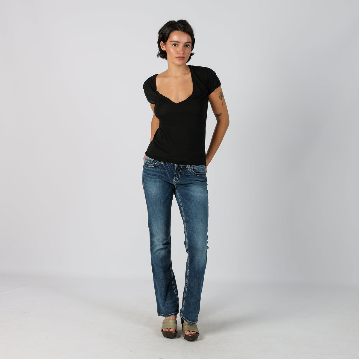 Blue Y2K Silver Bootcut Jeans (S)
