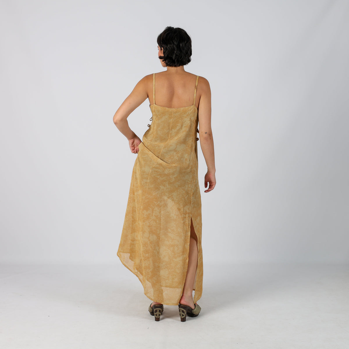 Tan Y2K Woven Maxi Dress (M)