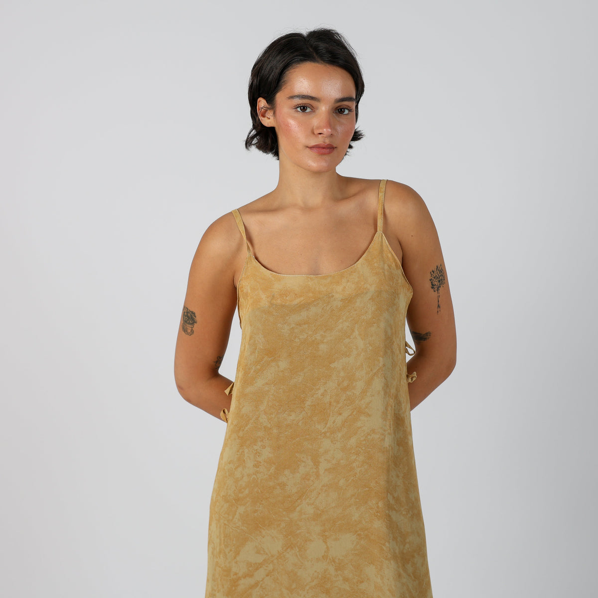 Tan Y2K Woven Maxi Dress (M)