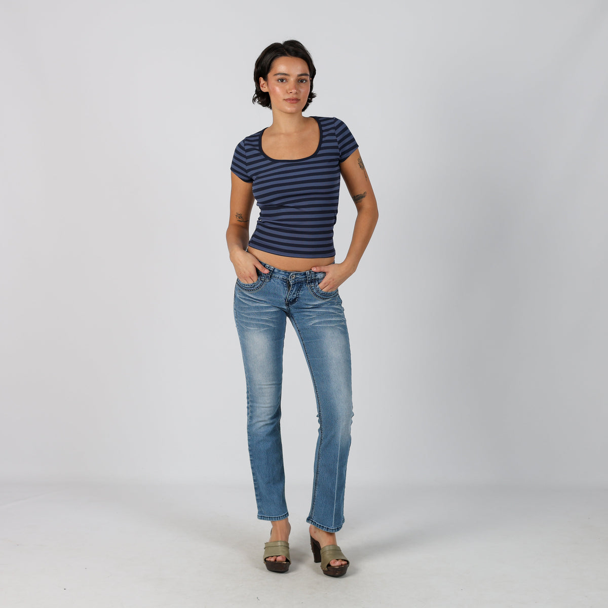 Blue Y2K Angels Bootcut Jeans (XS)