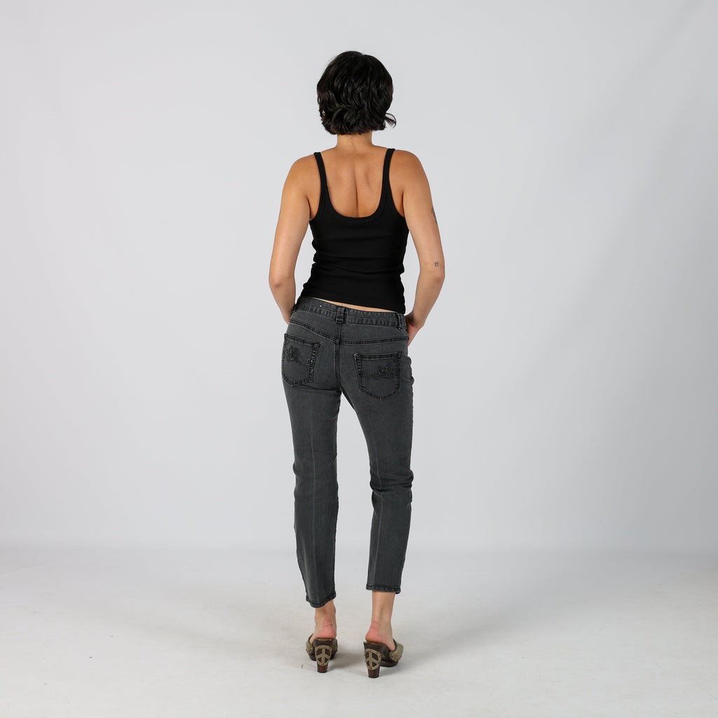 Charcoal Grey Y2K Straight Jeans (S)