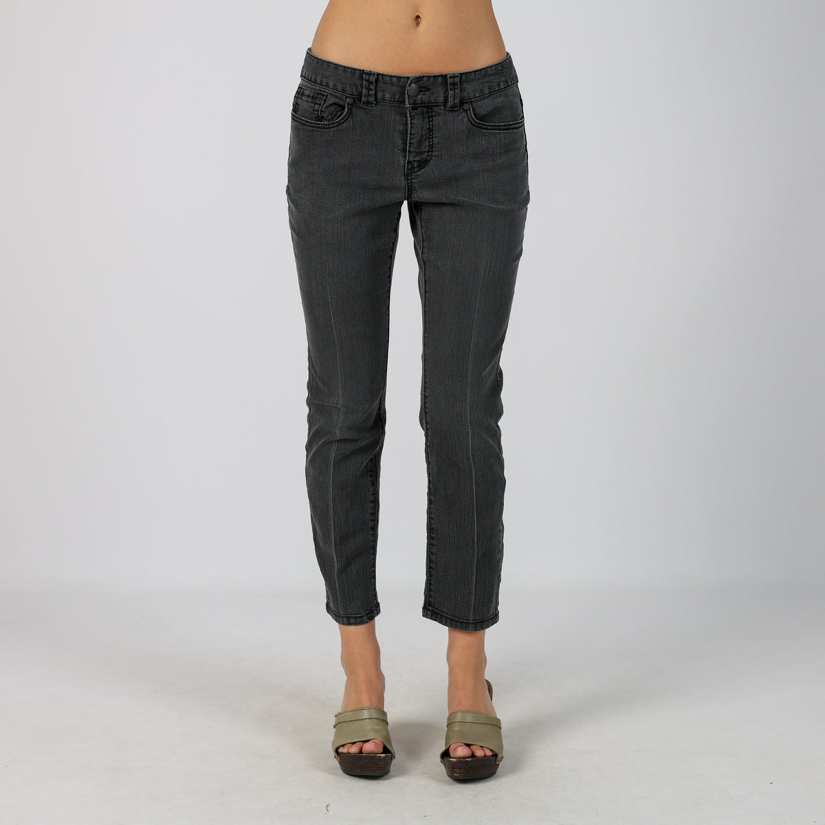 Charcoal Grey Y2K Straight Jeans (S)