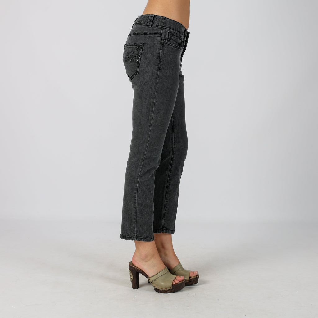 Charcoal Grey Y2K Straight Jeans (S)