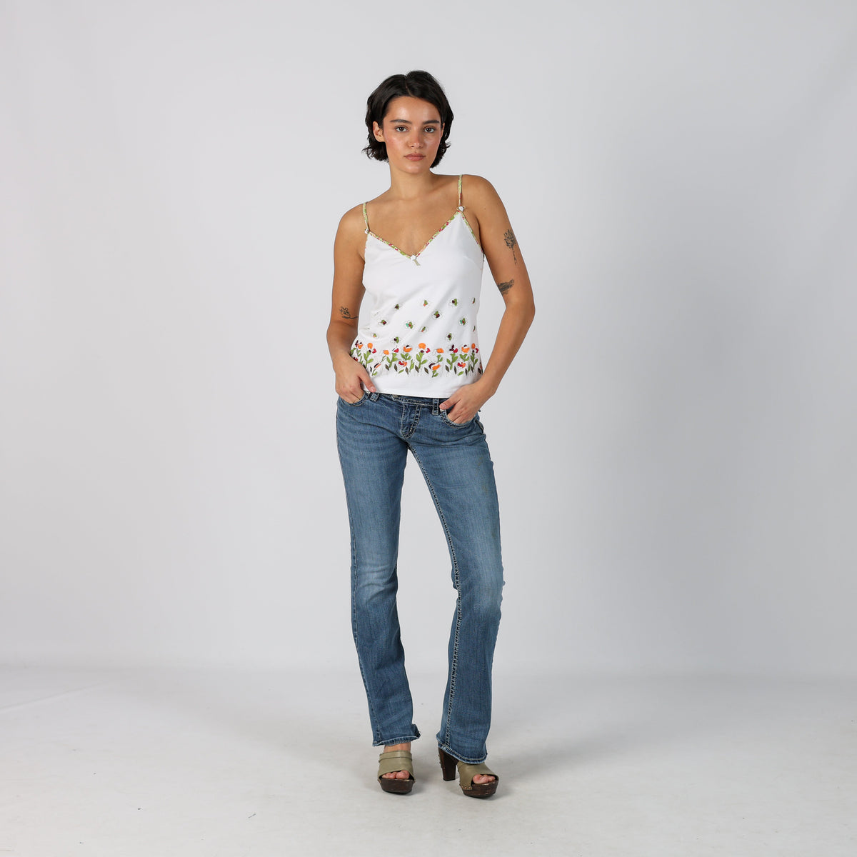 Blue Y2K Silver Bootcut Jeans (S)