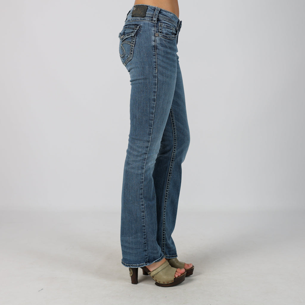 Blue Y2K Silver Bootcut Jeans (S)
