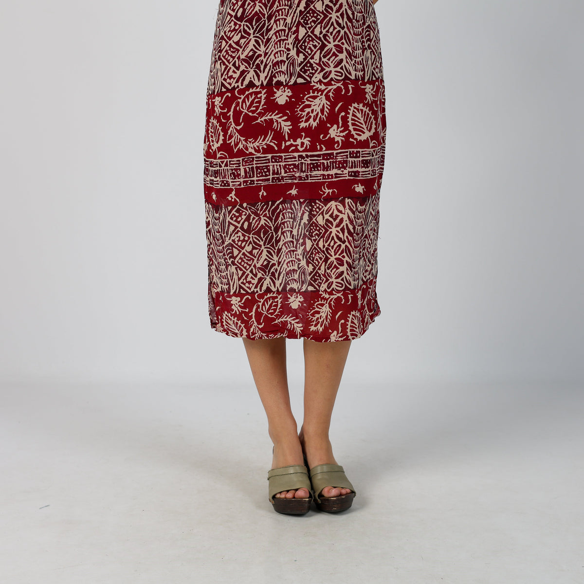 Burgundy Red Y2K Woven Midi Dress (M)