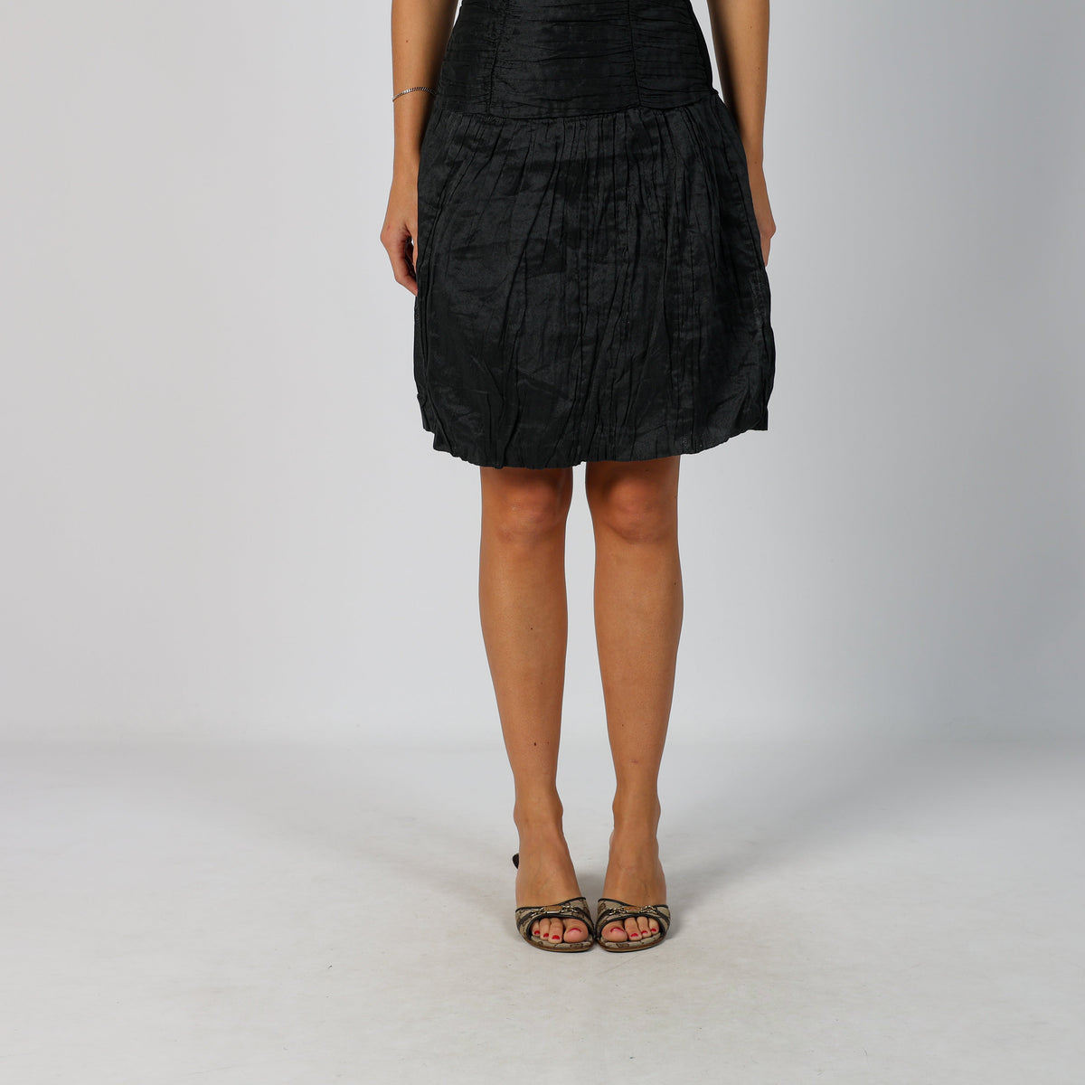Black Y2K Made in Italy Woven Mini Dress (XS)