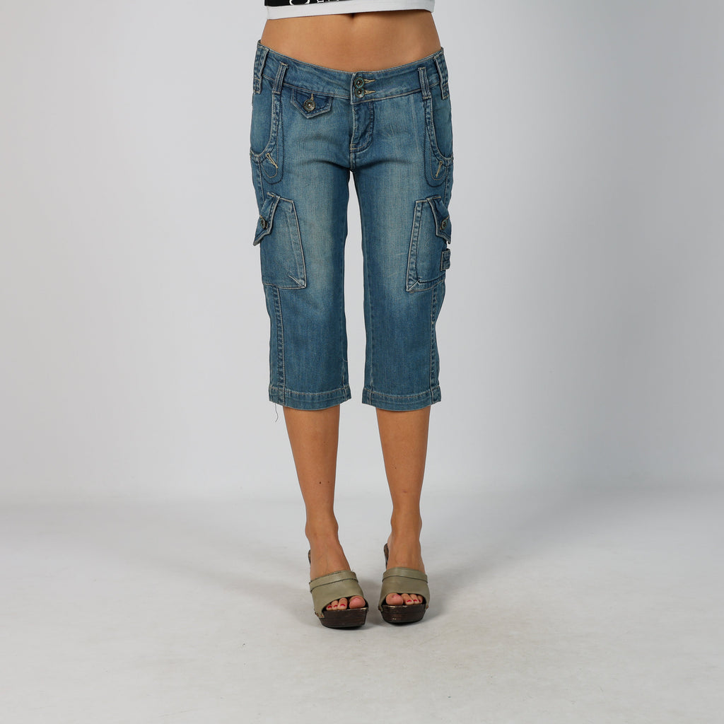 Blue Y2K 3/4 Jeans (L)