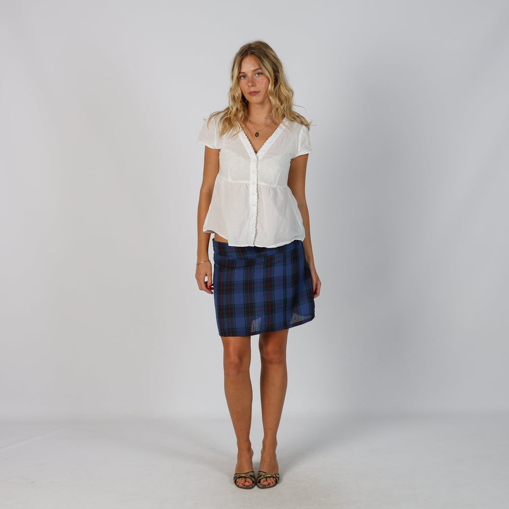 Purple Y2K Woven Mini Skirt Semi Sheer (L)