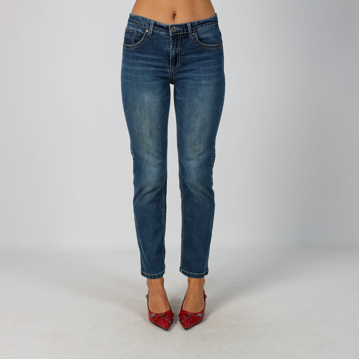 Blue Y2K Silver Straight Jeans (XS)