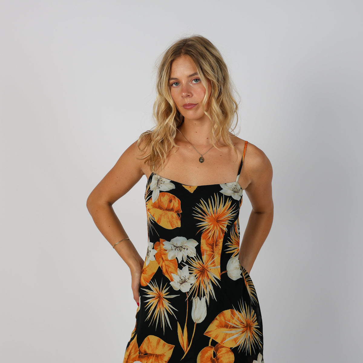 Black Y2K Woven Mini Dress (S)