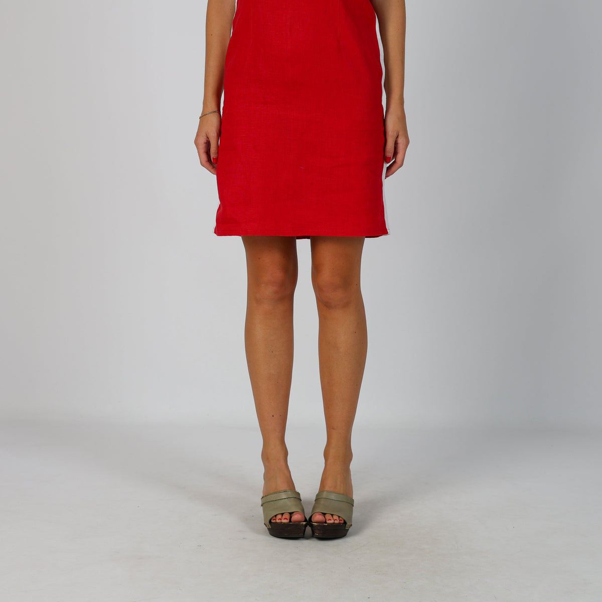 Red Y2K Woven Mini Dress (S)