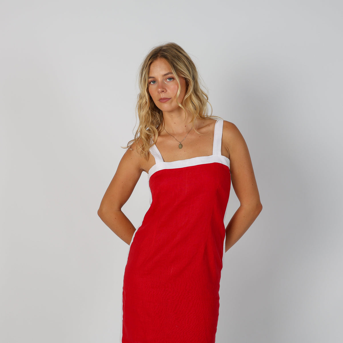 Red Y2K Woven Mini Dress (S)