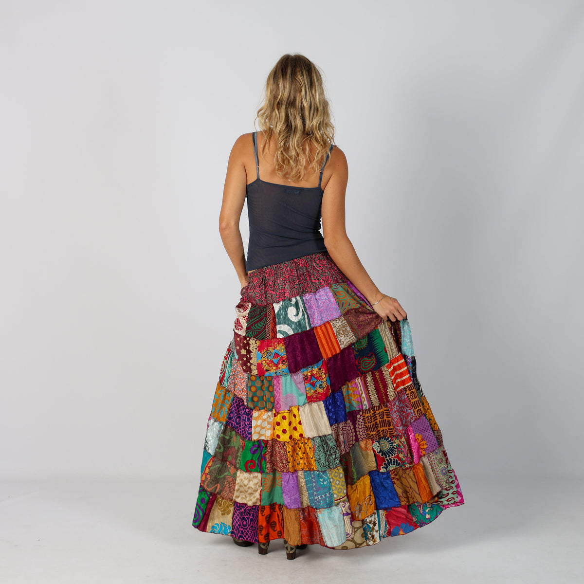 Multicoloured Y2K Woven Maxi Skirt (XXS)