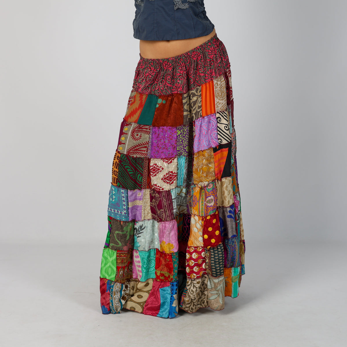 Multicoloured Y2K Woven Maxi Skirt (XXS)
