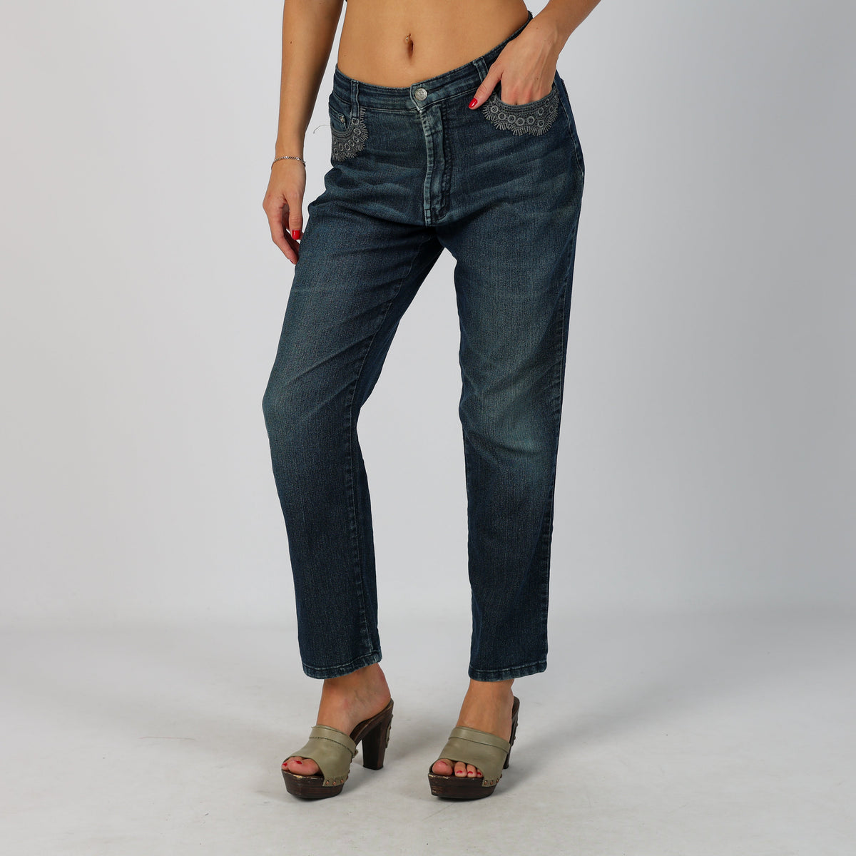 Blue Y2K Straight Jeans (S)