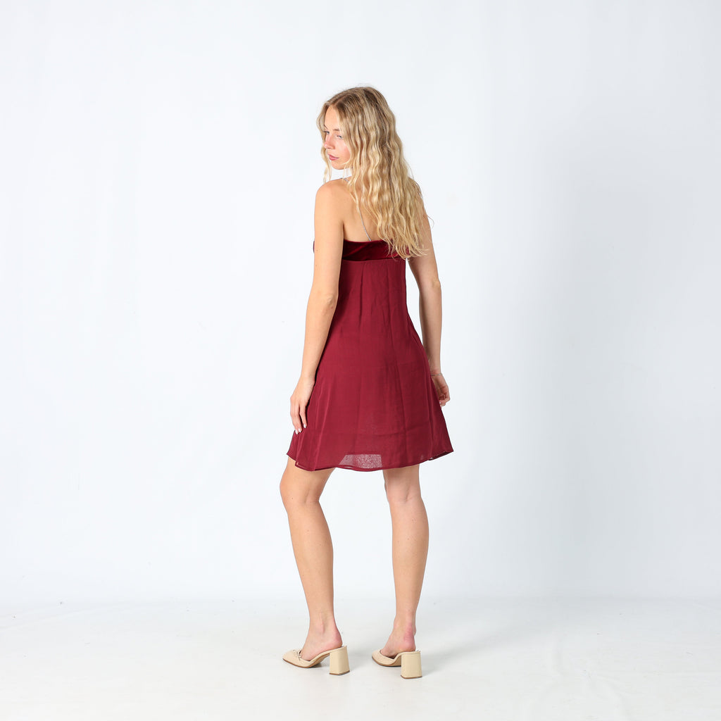 Burgundy Red Y2K La Perla Mesh Midi Dress Sheer, Diamonte Straps, Built in Bra (8)