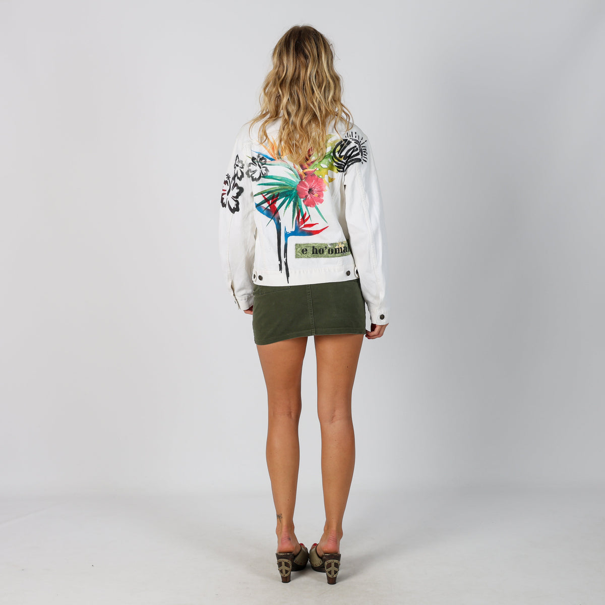 Khaki Green Y2K Denim Mini Skirt (S)