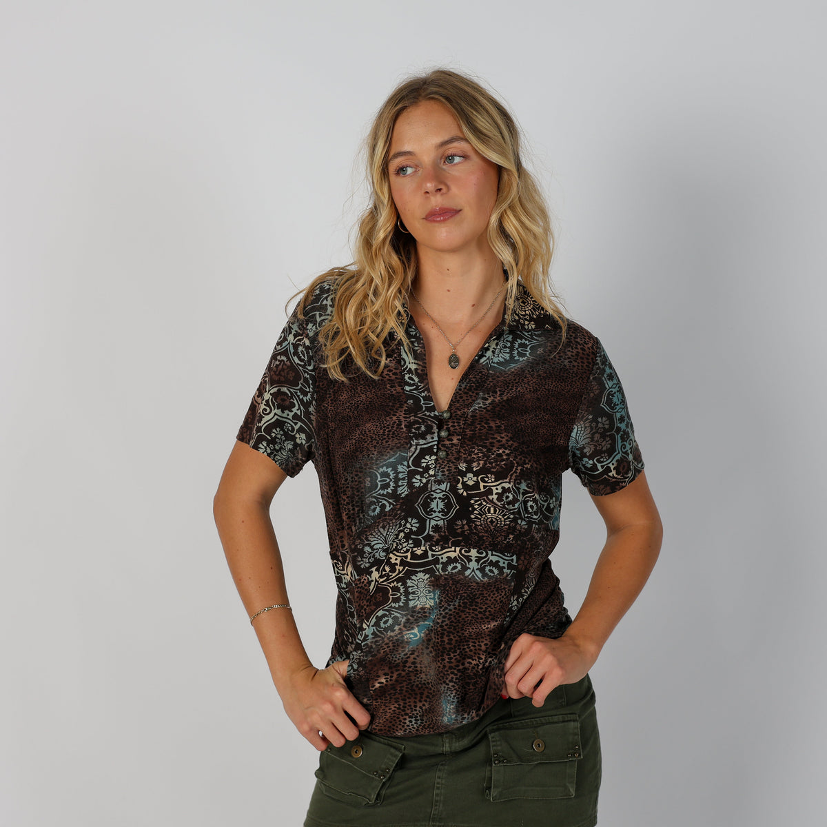 Brown Y2K New Sensation Woven Top (L)