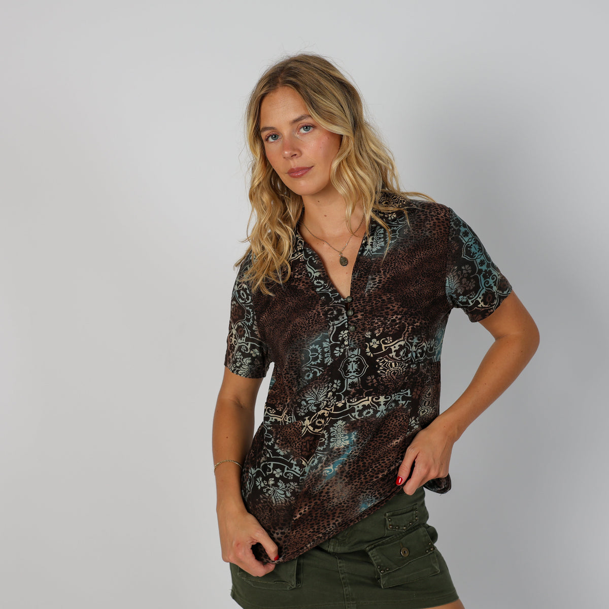 Brown Y2K New Sensation Woven Top (L)