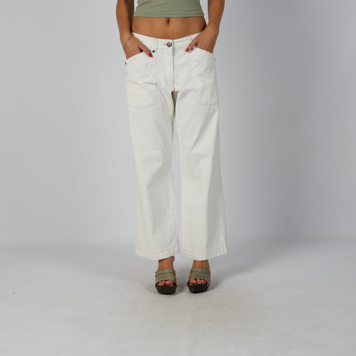 Cream Y2K Murphy&Nye Casual Trousers (M)
