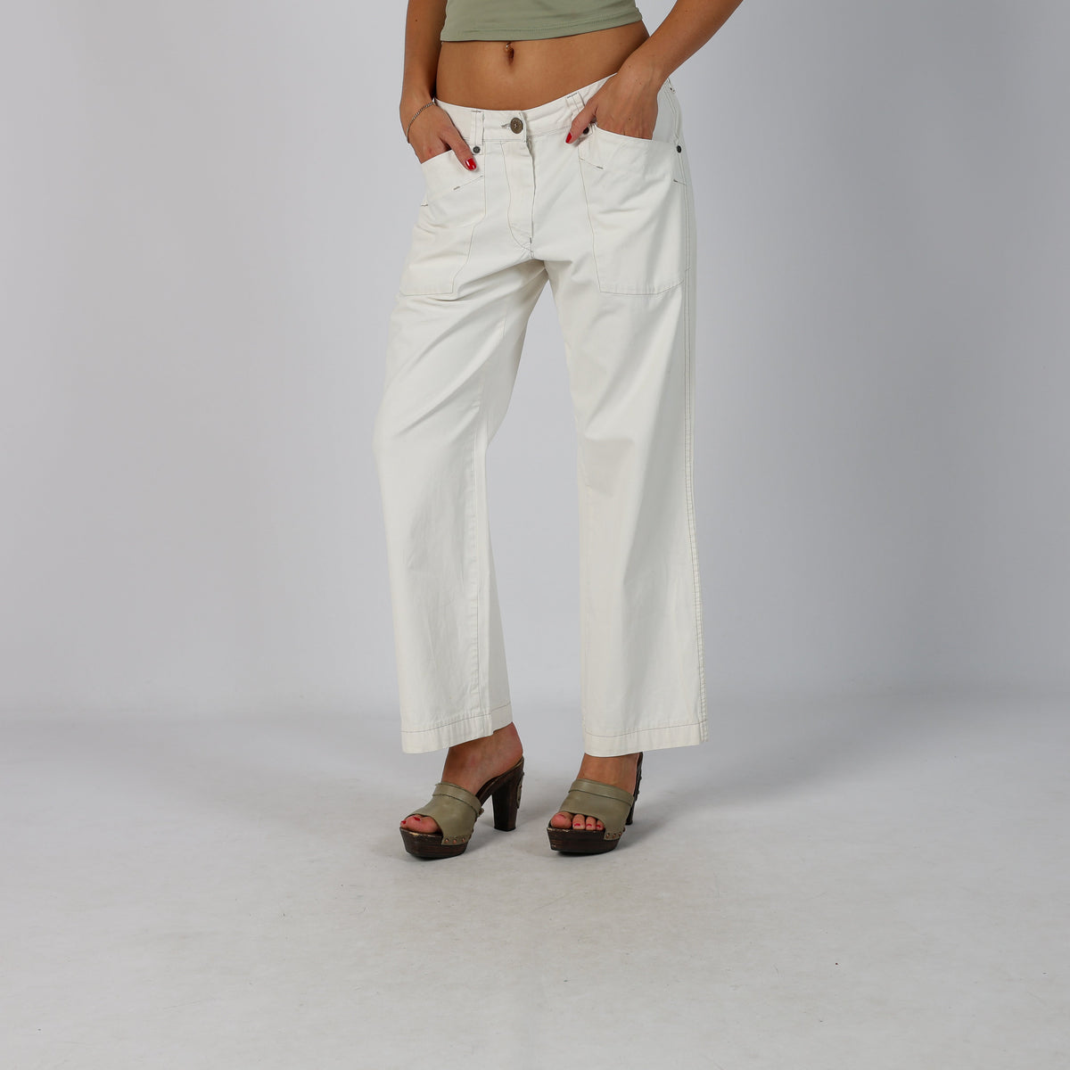 Cream Y2K Murphy&Nye Casual Trousers (M)