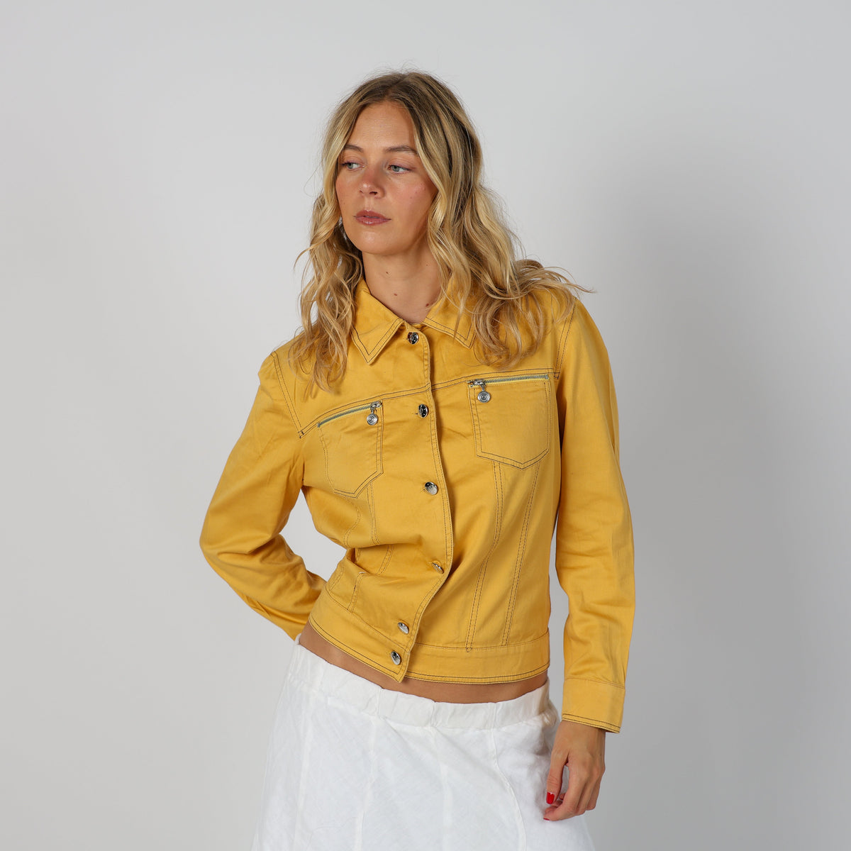 Mustard Yellow Y2K Made in Italy Casual Jacket (M)