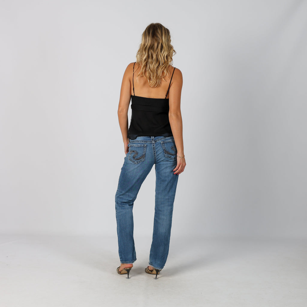 Blue Y2K Silver Bootcut Jeans (M)