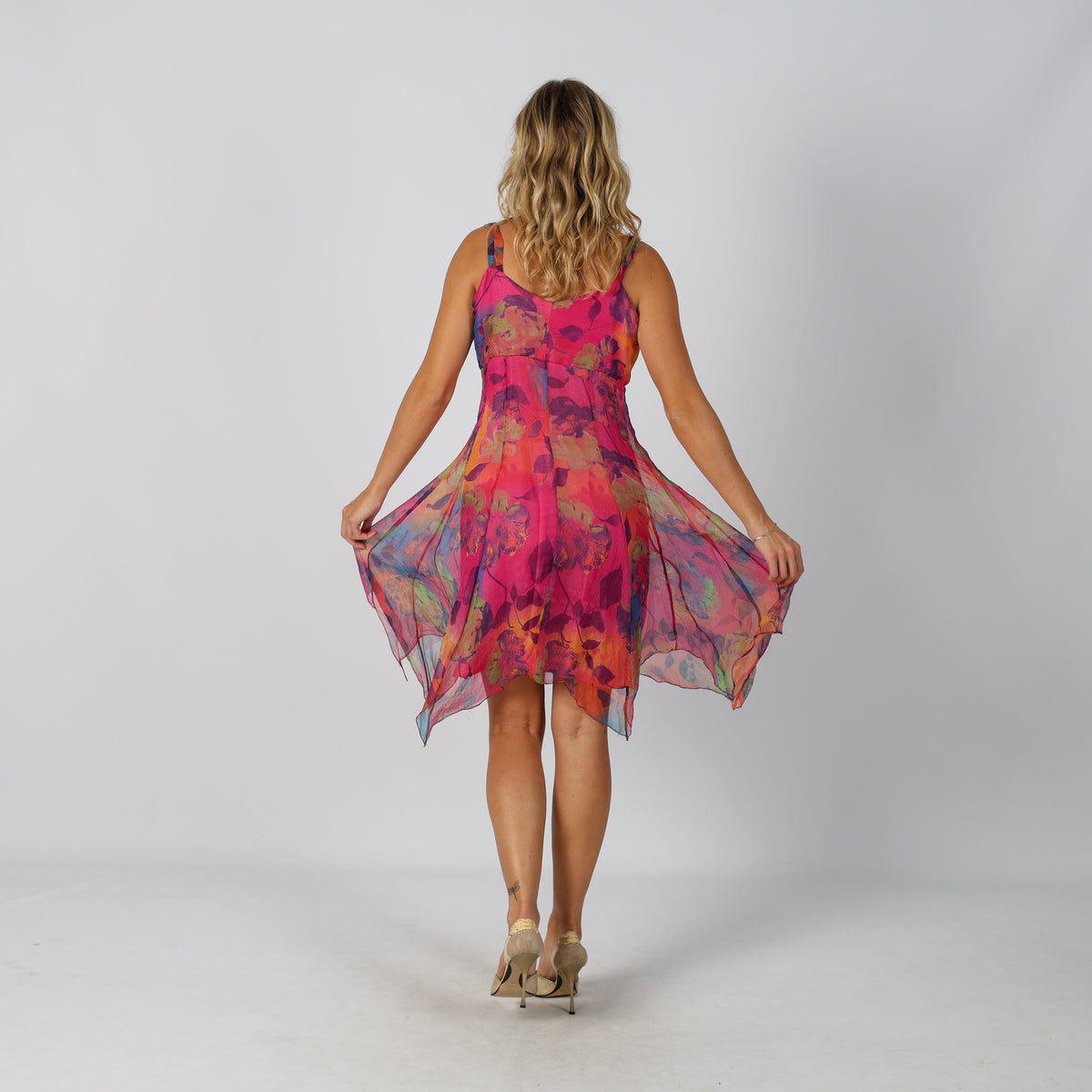 Multicoloured Y2K Woven Midi Dress (M)