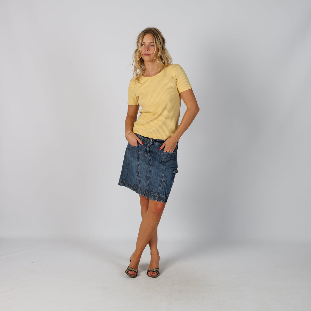 Blue Y2K Denim Midi Skirt (M)