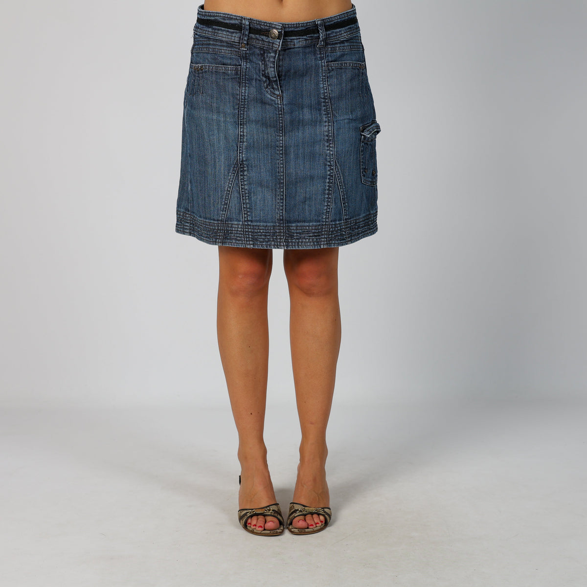 Blue Y2K Denim Midi Skirt (M)