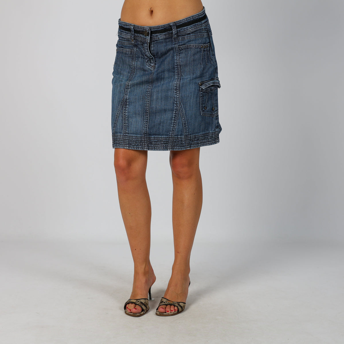 Blue Y2K Denim Midi Skirt (M)
