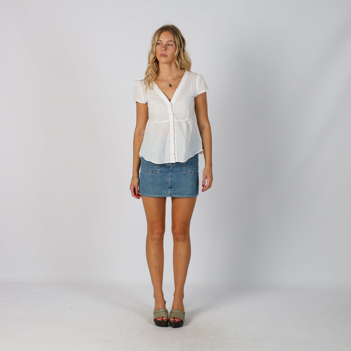 Blue Y2K Onyx Denim Mini Skirt (S)