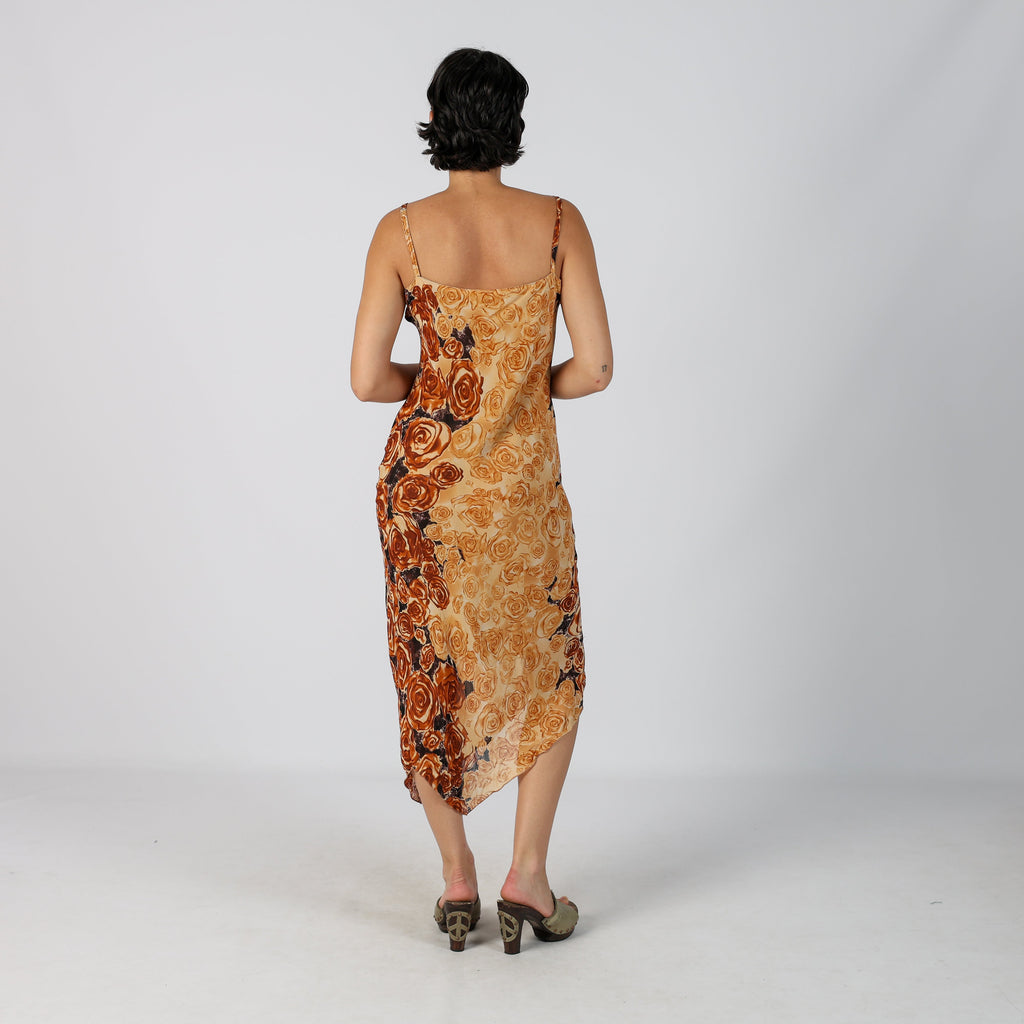 Tan Y2K Woven Midi Dress (M)