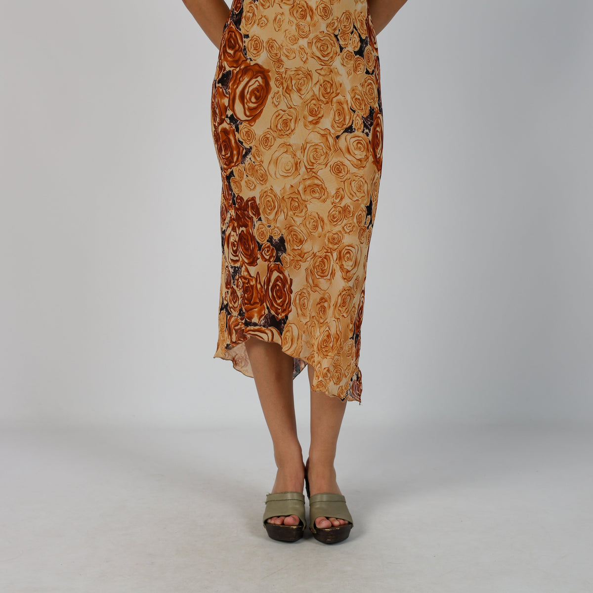 Tan Y2K Woven Midi Dress (M)
