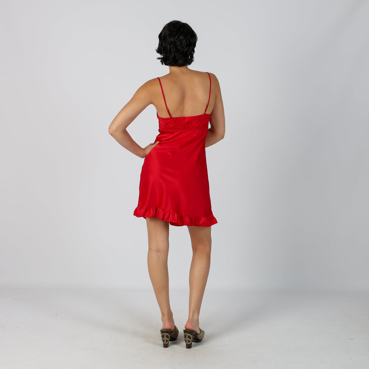 Red Y2K Triumph Woven Mini Dress (S)