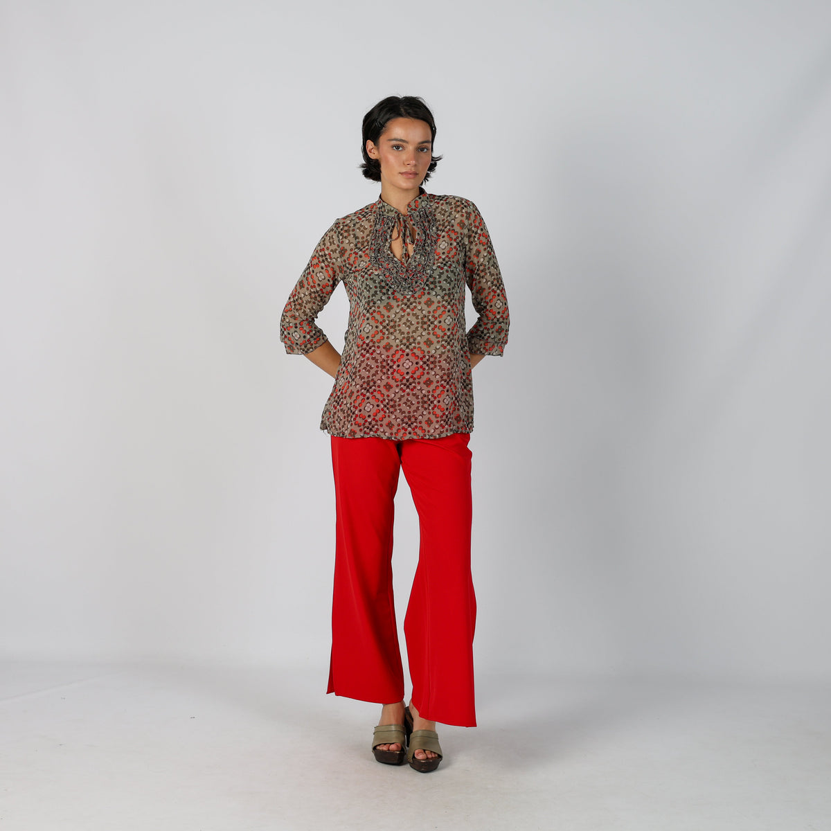 Red Y2K Made in Italy Woven Trousers (XS)