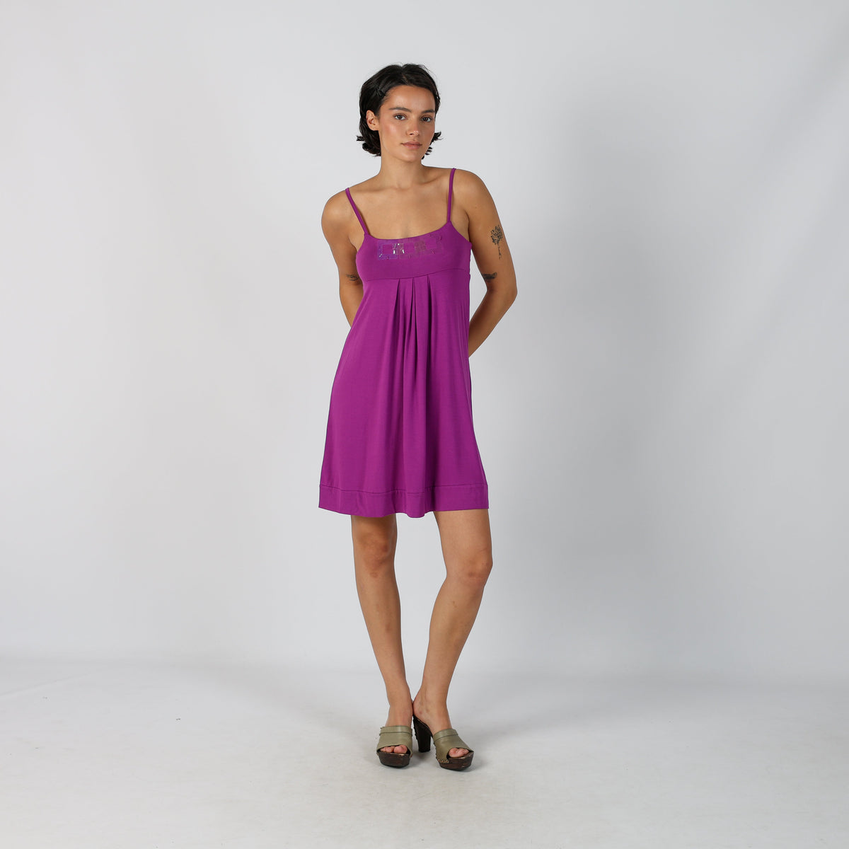 Purple Y2K United Colors of Benetton Woven Mini Dress (S)