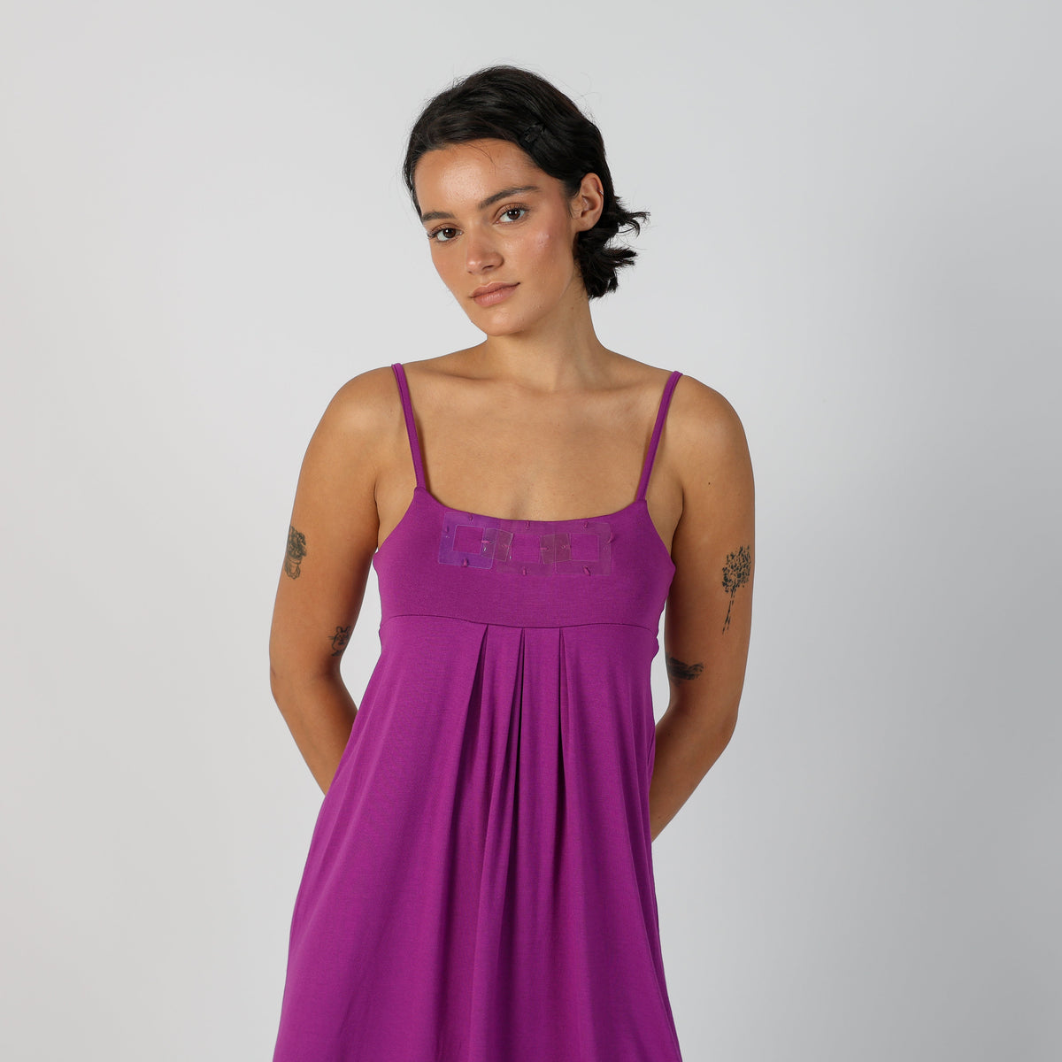 Purple Y2K United Colors of Benetton Woven Mini Dress (S)