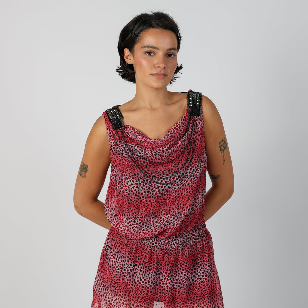 Pink Y2K Woven Mini Dress (S)