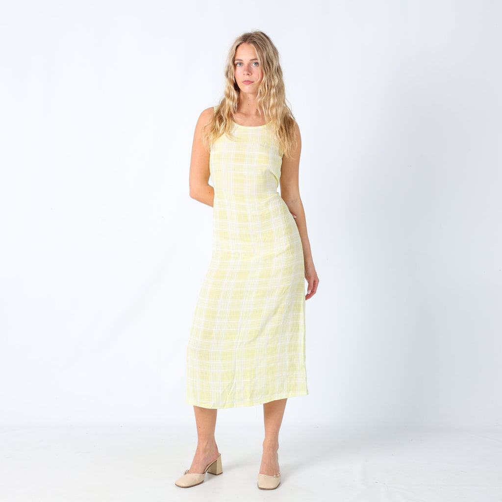 Yellow 90s United Colors of Benetton Woven Maxi Dress Semi Sheer (XS)