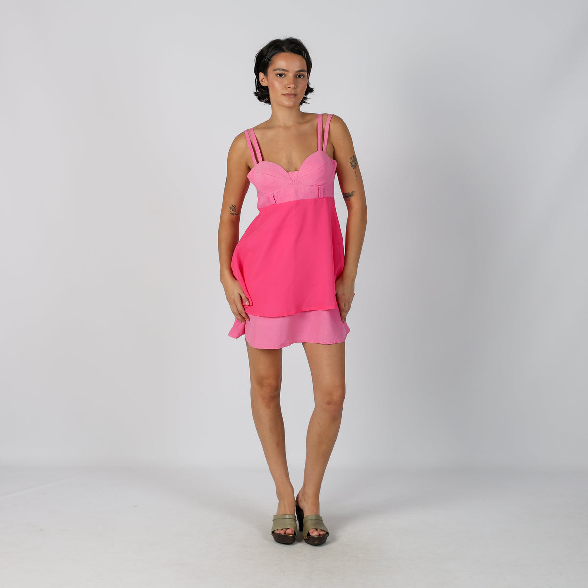 Pink Y2K Made in Italy Woven Mini Dress (S)