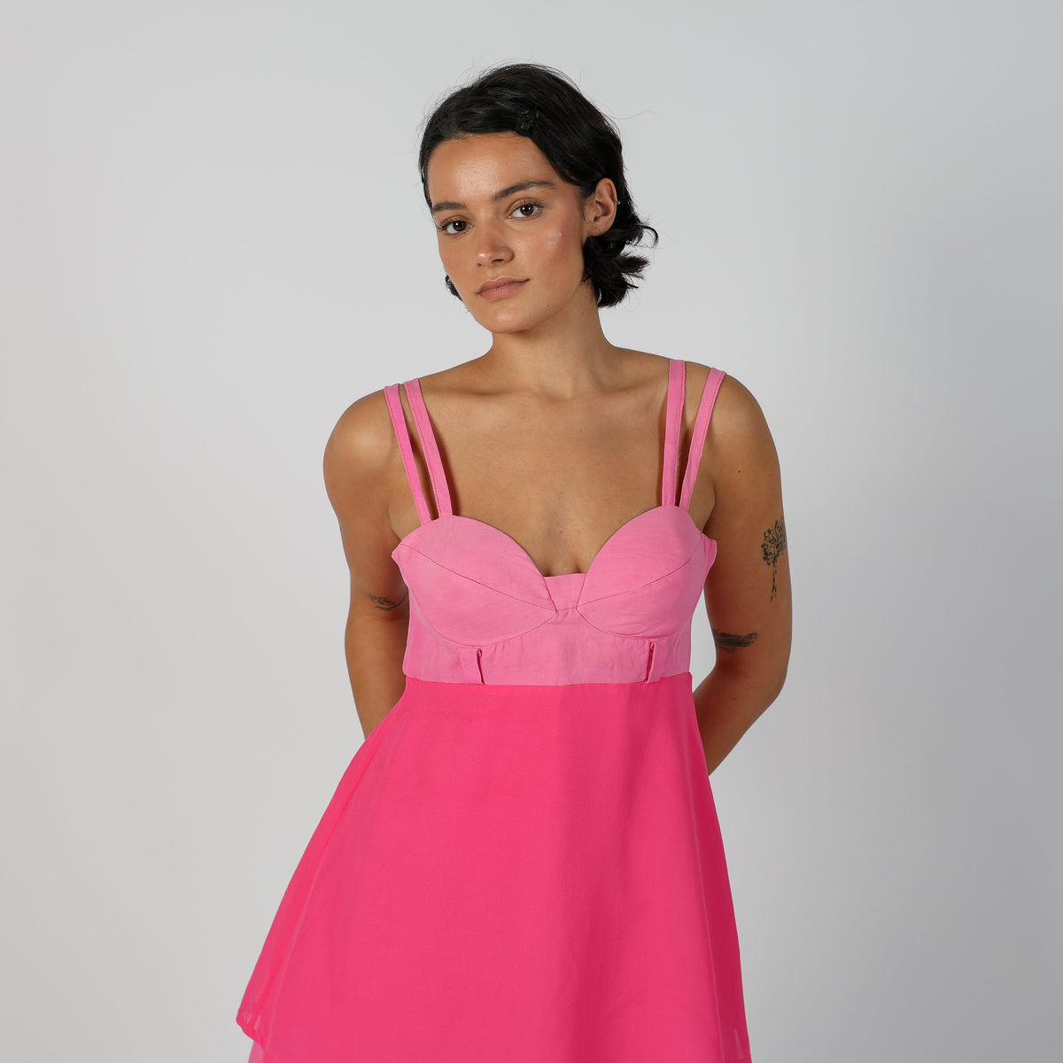 Pink Y2K Made in Italy Woven Mini Dress (S)