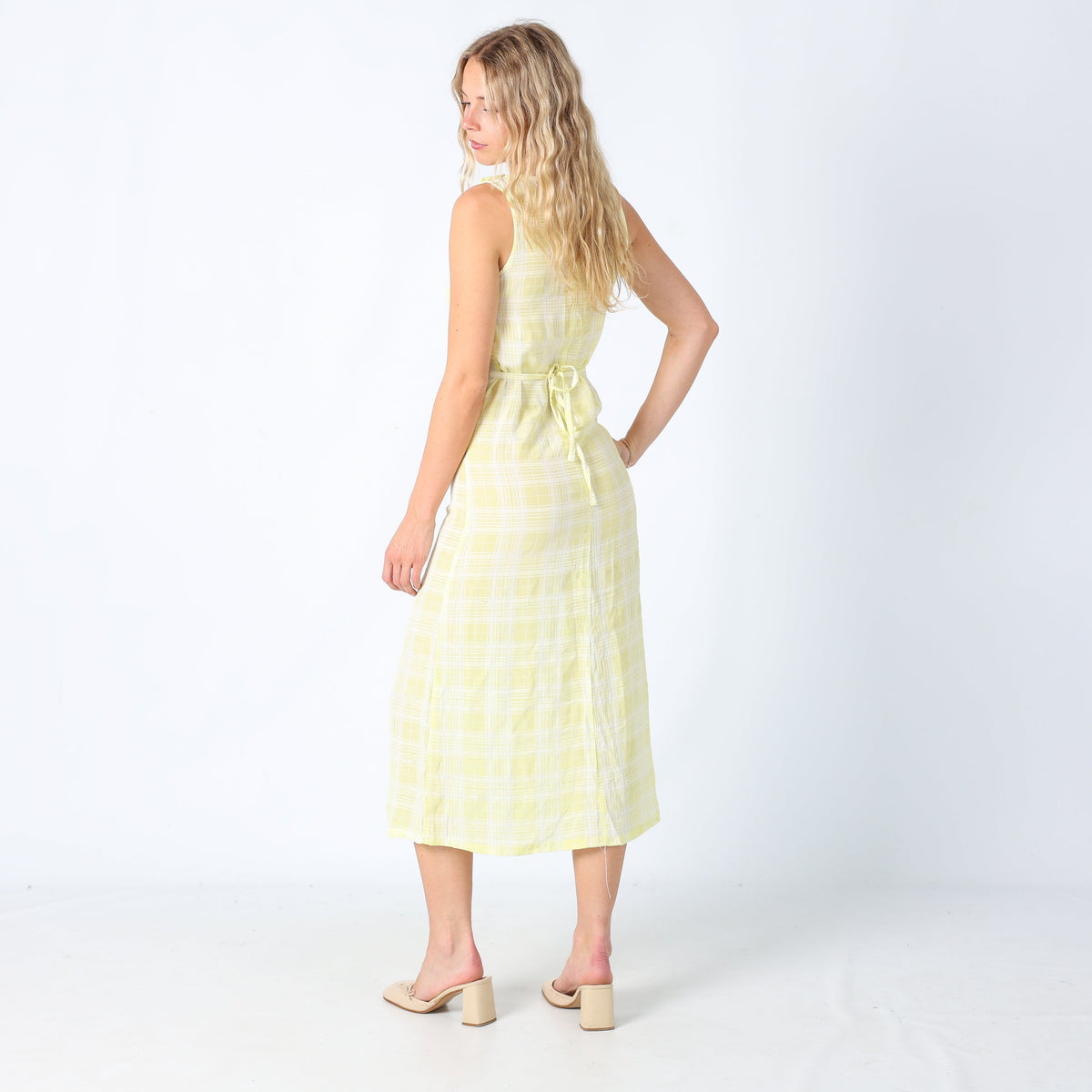 Yellow 90s United Colors of Benetton Woven Maxi Dress Semi Sheer (XS)