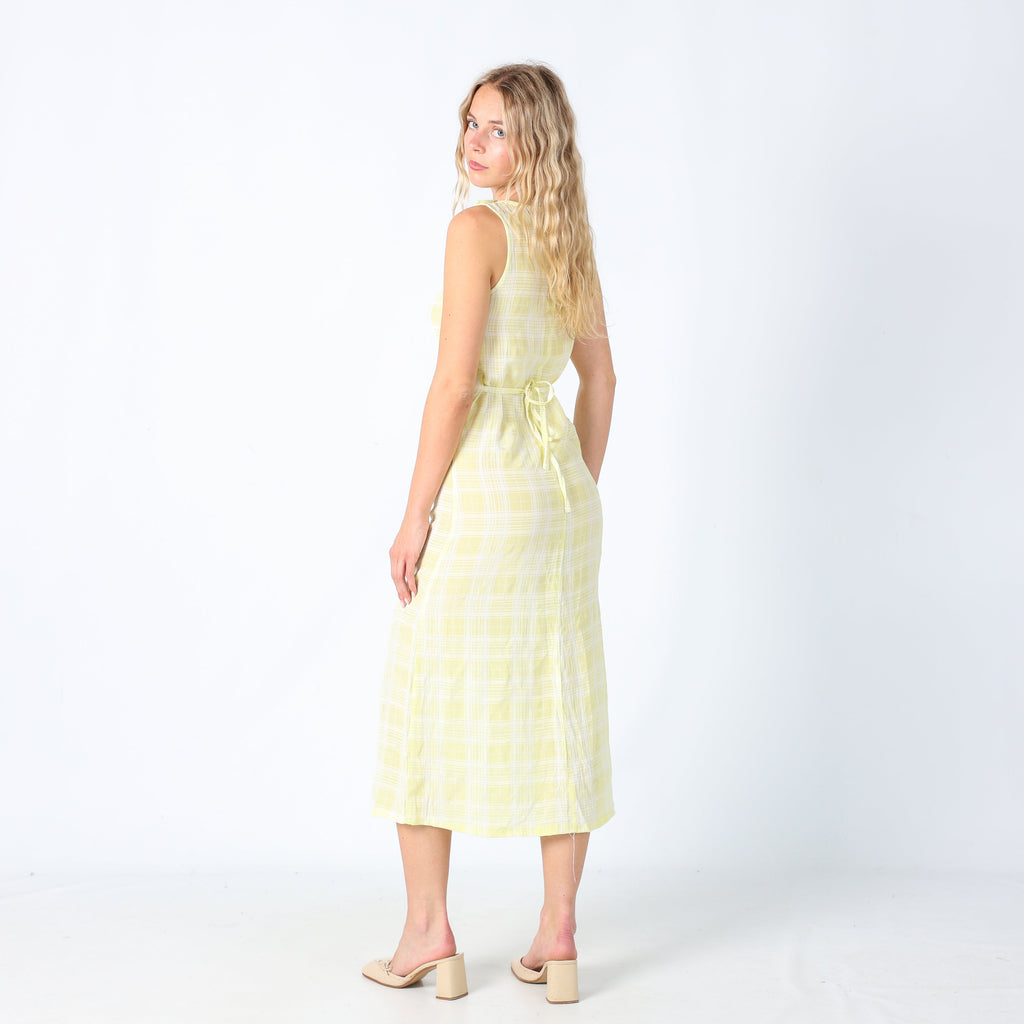 Yellow 90s United Colors of Benetton Woven Maxi Dress Semi Sheer (XS)