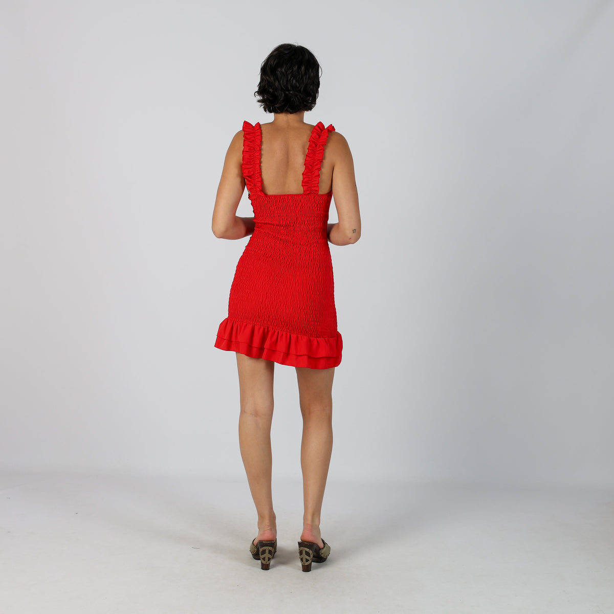 Red Y2K Made in Italy Woven Mini Dress (XS)
